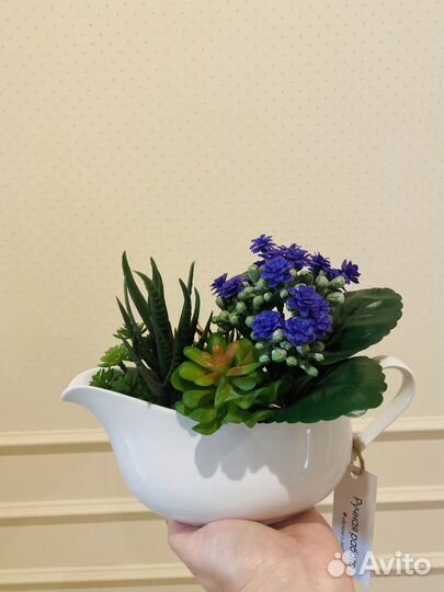 Искусственные цветы растения зелень кактусы бонсай