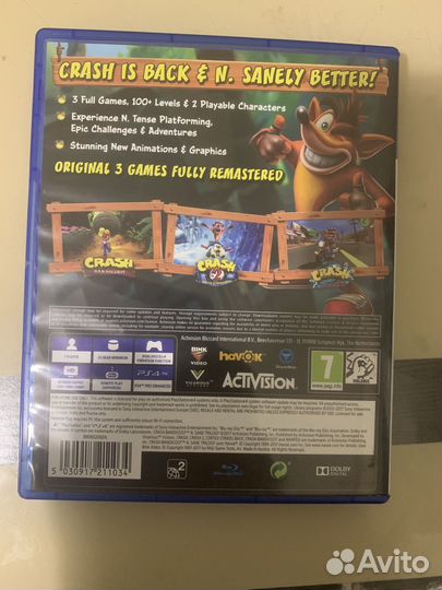 Crash bandicoot n sane trilogy ps4 диск бу