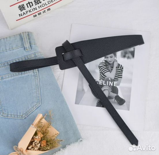 Ремень женский кожаный черный