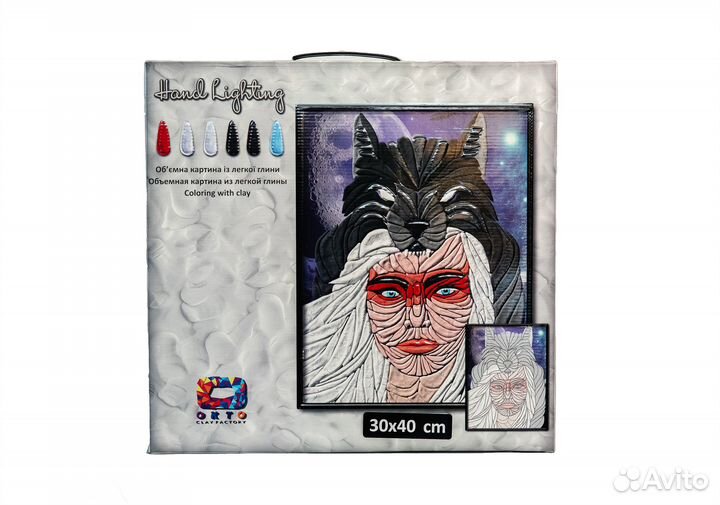 Картина «Волчица» из лёгкой глины Handlighting TM