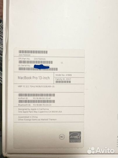 Apple MacBook Pro 13 2018 16gb 512gb