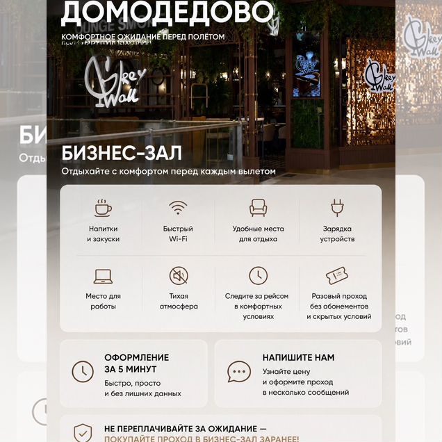 Проход в бизнес зал Домодедо DME