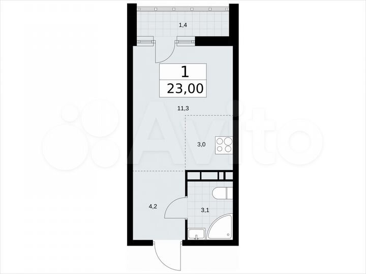 Квартира-студия, 23 м², 3/10 эт.