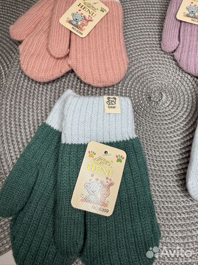 Варежки зимние детские (новые) с подкладом 3 года