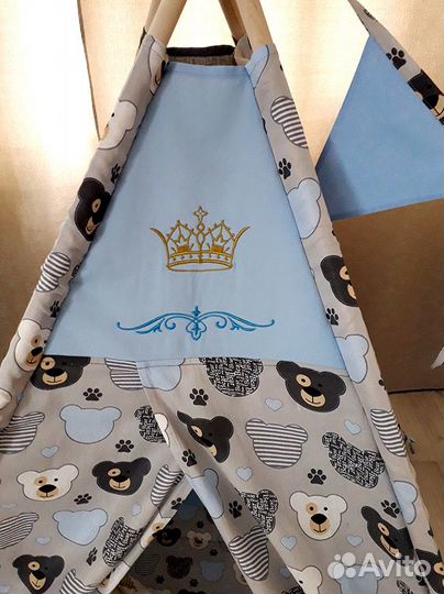 Детский домик (вигвам, коврик, флажки, гирлянда)