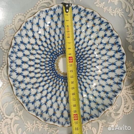 Блюдо Кобальтовая сетка с позолотой лфз