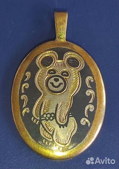 Олимпийский мишка кулон серебро Северная чернь