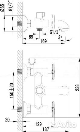 Смеситель для ванны с душем Lemark plus Spirit LM1