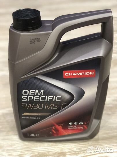 Масло мот. champion OEM specific 5W30 MS-F