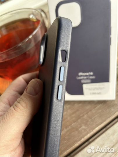 Чехол Кожа iPhone 14 синий