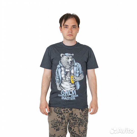 62685Футболка calm does nott mean inaction темно с