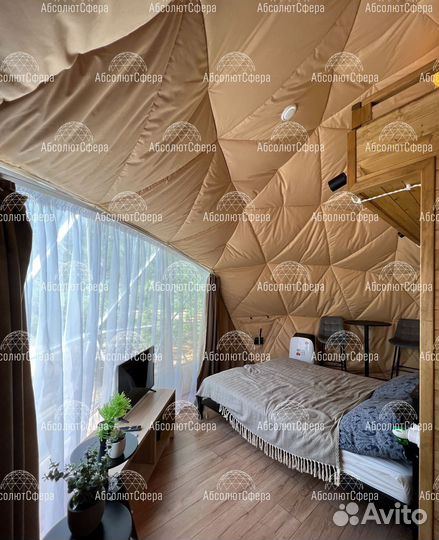 Летний геокупол для глэмпинга. Сферический шатер