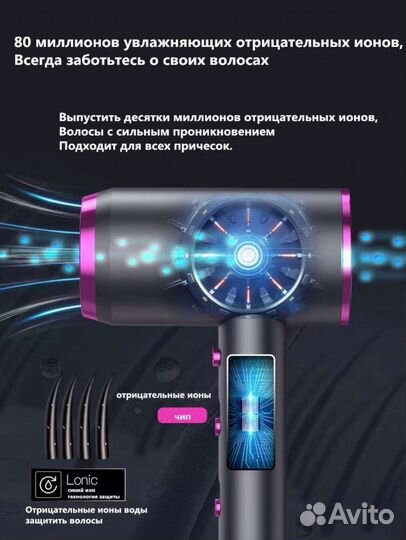 Фен для волос с чипом, профессиональный новый