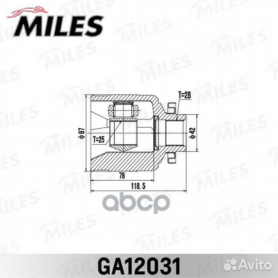 Шрус KIA sorento 02-09 внутр.прав. GA12031 Miles