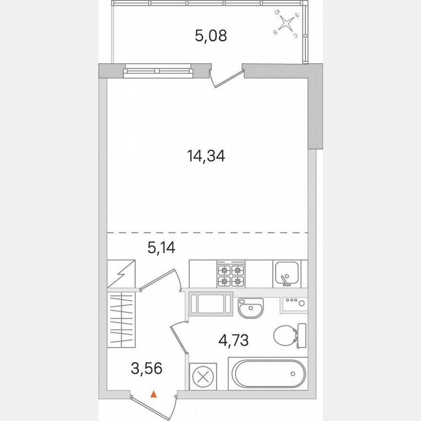 Квартира-студия, 29,3 м², 6/8 эт.
