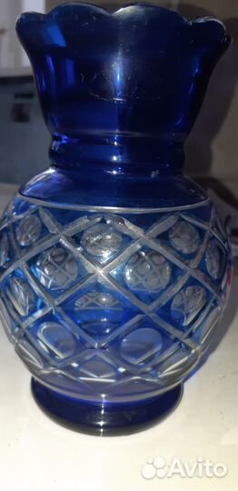 Ваза для цветов СССР из цветного хрусталя