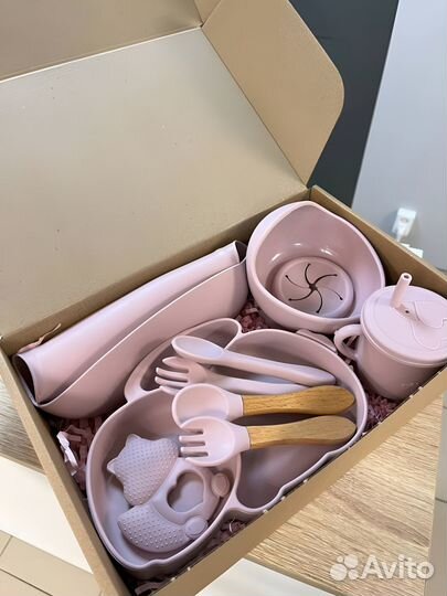 Набор детской силиконовой посуды подарочный