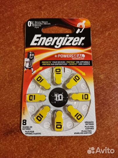 Батарейки бренда Energizer для слухового аппарата