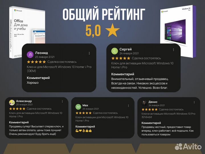 Код активации для Windows 10 Pro (11 Pro, Home)