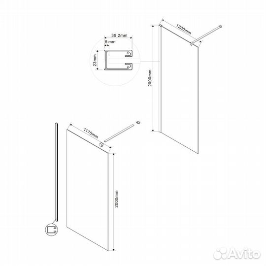 Душ. Стенка Vincea 120x200 Хром vsw-1h120cg