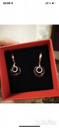 Серебряные серьги с чёрной керамикой 925 проба вес