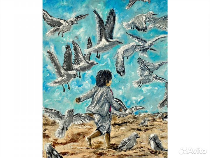 Мальчик Картина Маслом Большая Чайки Море