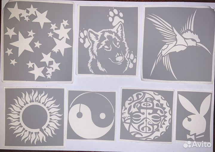 Трафареты для тату или рисования 54шт