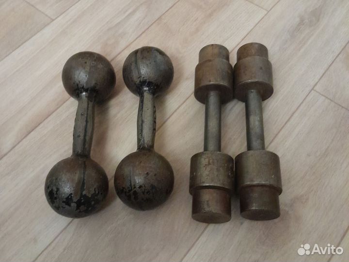 Гантели СССР, разборные 5кг(2шт) и литые 6кг(2шт)