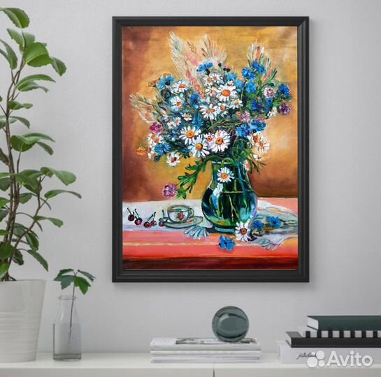 Картина маслом Цветочный натюрморт 40 на 30 см