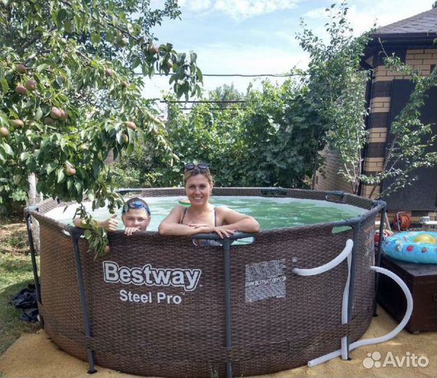 Бассейн каркасный 305х100 см. цвет ротанг