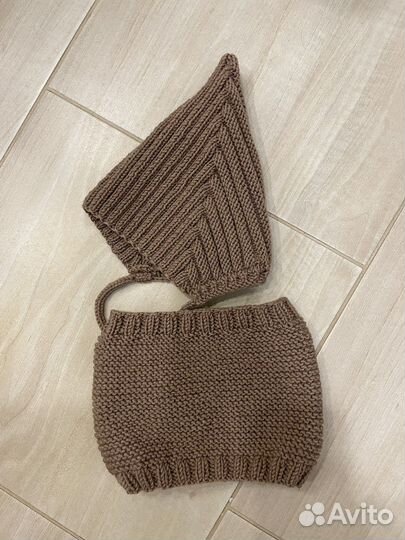 Комплект шапочка-эльф, снуд и рукавички
