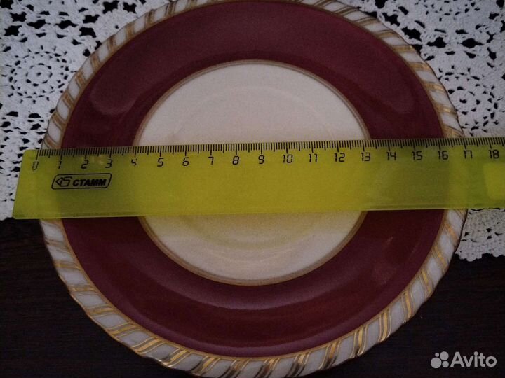 Бульонница с тарелкой фарфоровая антикварная