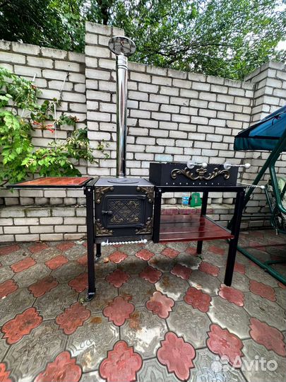 Мангал с печью под казан