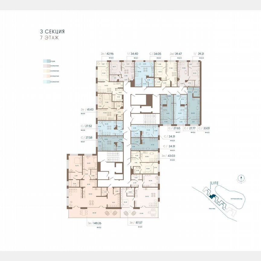 3-к. апартаменты, 170,2 м², 7/8 эт.