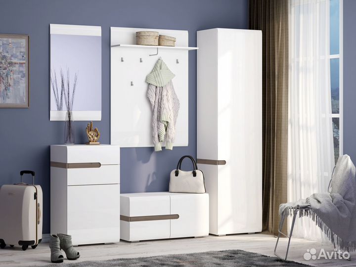 Коллекция Ультра Тумба вешалки Белый/Белый гл. (на