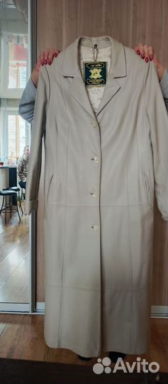 Кожаный плащ женский XL