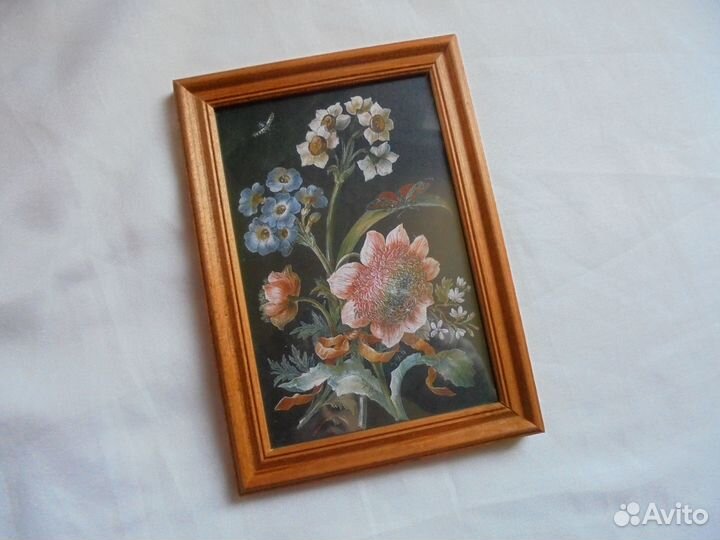 Декор панно Ботаника в дерев рамке 12 х 17 см 3 шт