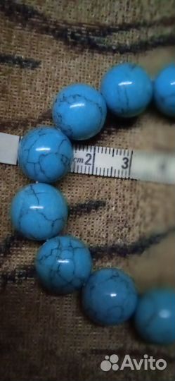 Бусы, браслет, серьги из бирюзы