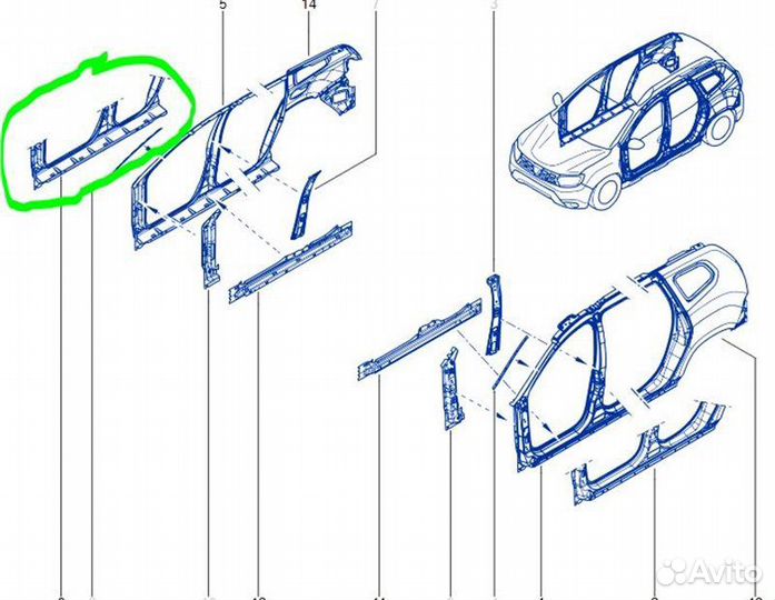 Порог со стойкой правый Renault Duster HJD