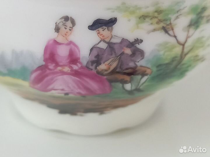 Антикварная кофейная пара роспись Людвигсбург