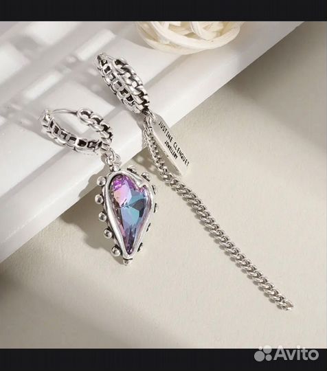 Серьги сердечки, цепочки