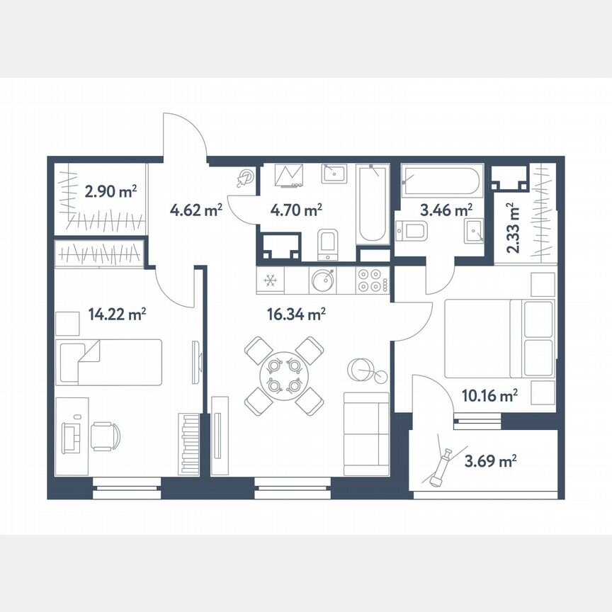 3-к. квартира, 60,6 м², 4/25 эт.