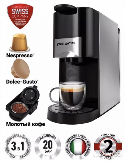 Кофеварка polaris новая