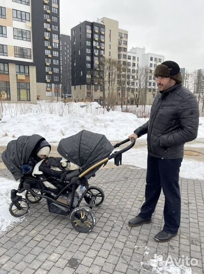 Коляска для двойни и погодок bebetto 42 twins 2в1