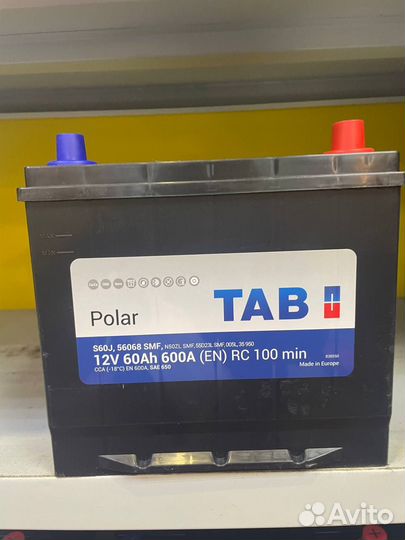 Аккумулятор Tab Asia 60 обратной полярности