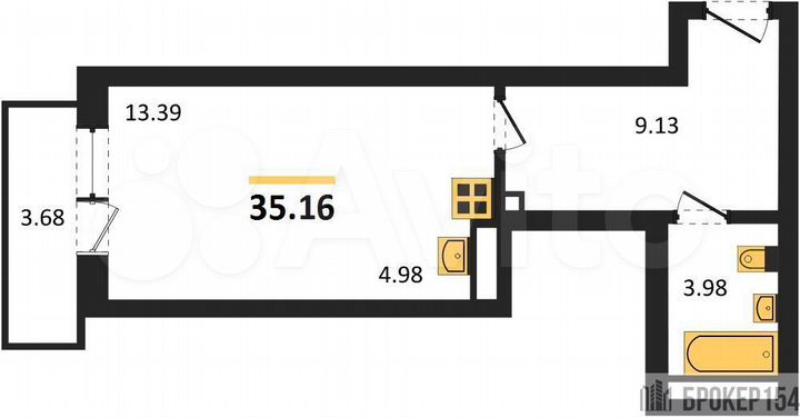 Квартира-студия, 35,2 м², 24/27 эт.