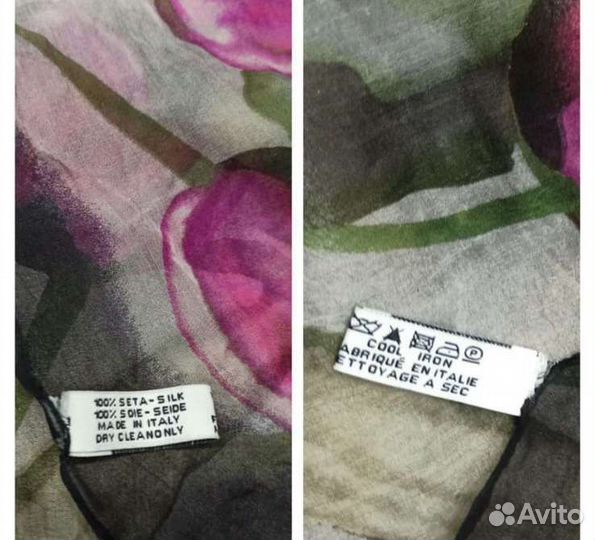 Палантин kenzo нежный натуральный шелк италия