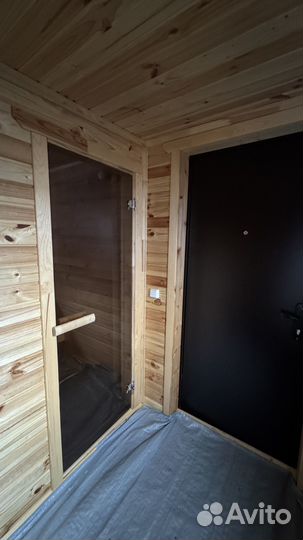 Каркасная баня с террасой