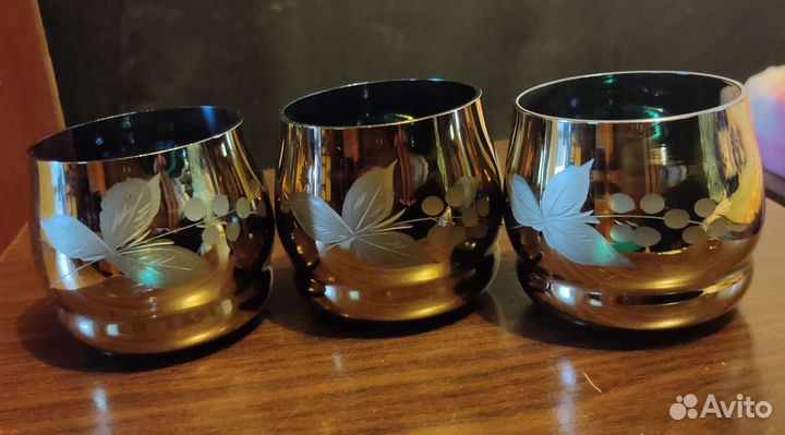 Набор бокалов СССР золотистые перламутровые