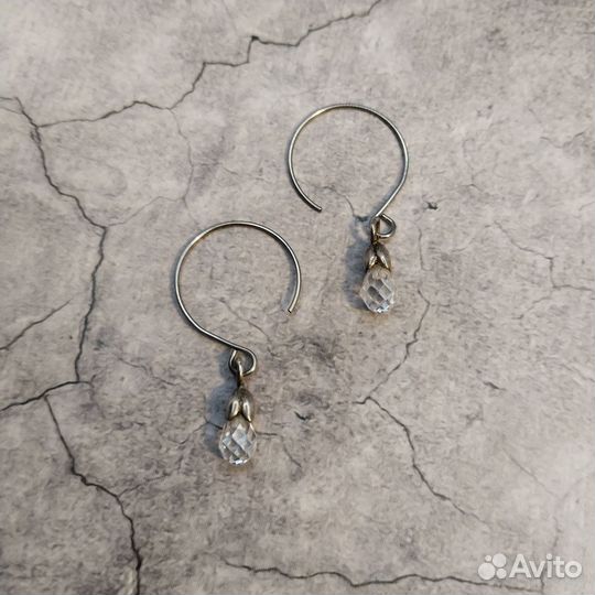 Серьги с горным хрусталём бижутерия